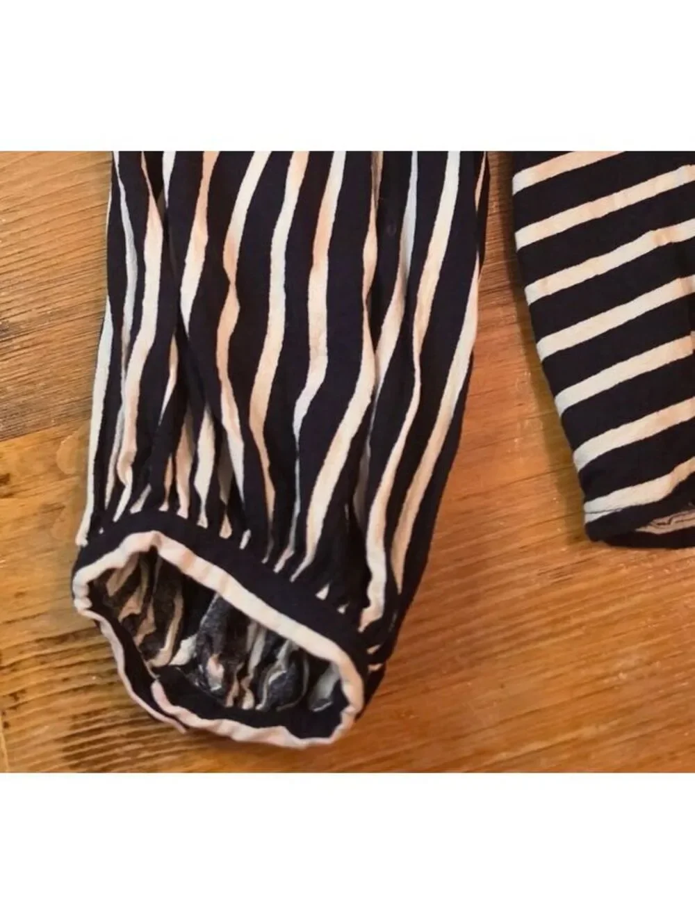 Banana Republic Striped Square Neck Blouse Puff Sleeve Button Back Small